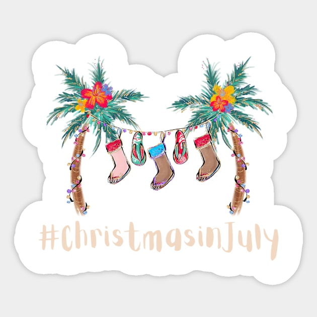 Gift Idea for Christmas in July Party Xmas in July merch Sticker by The Mellow Cats Studio